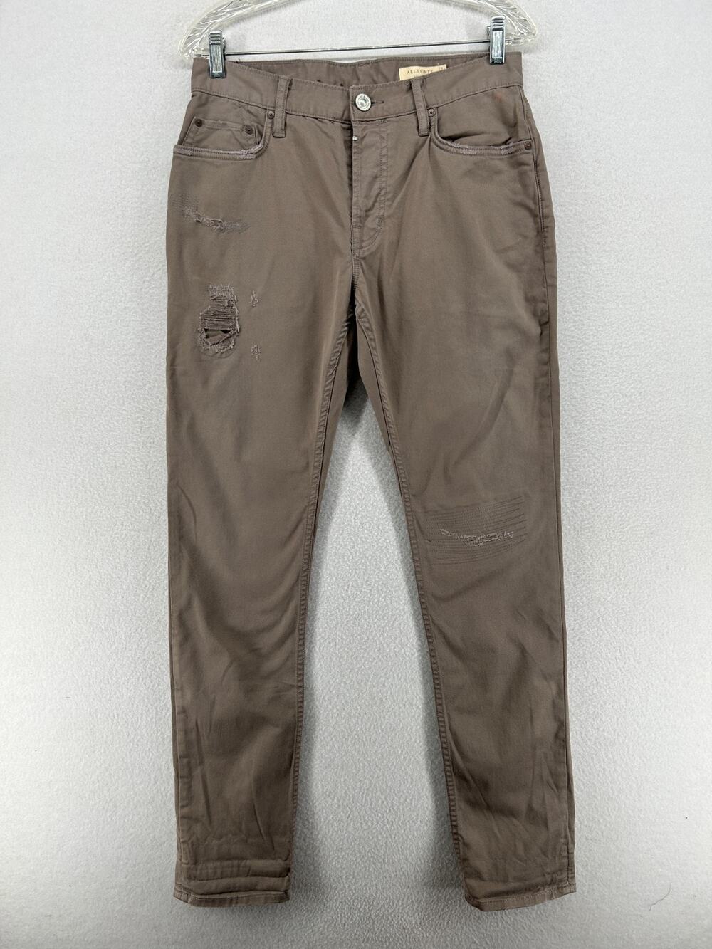 ALLSAINTS Jeans Mens 30 Rex Damage Slim Fit Tapered Stretch Denim Cotton Gray